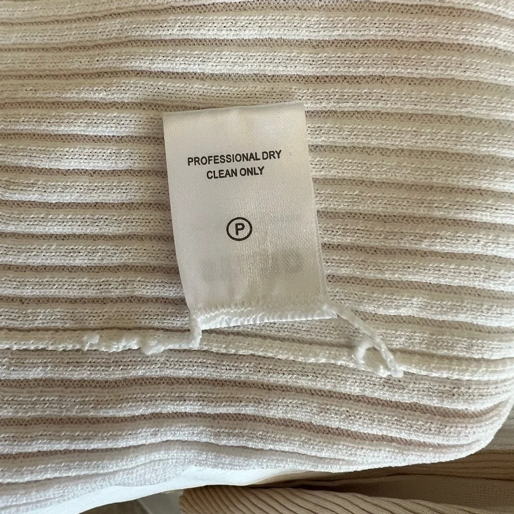 STAUD Shoko Colorblock Ribbed Button Front Sweater Dress, White/Beige, XL - Picture 6 of 7